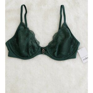 Auden 32B Unlined Balconette Coverage Underwire Bra Green